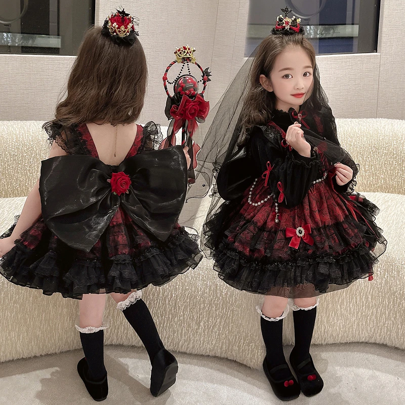 万圣节吸血鬼cosplay蓬蓬网纱洛丽塔公主裙小女孩恶魔lolita休闲