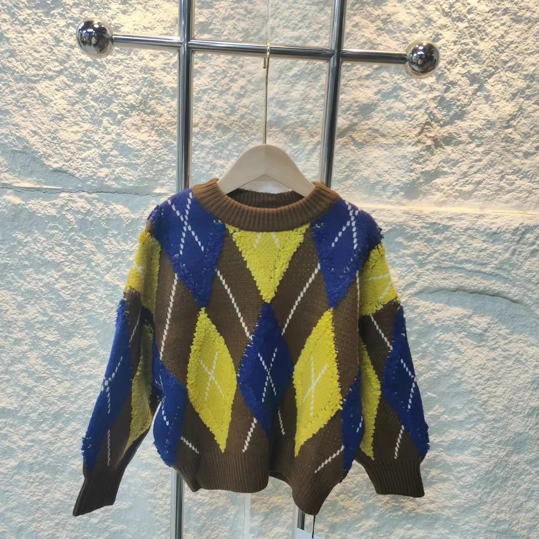 【链接8570】黄咖色套头毛衣