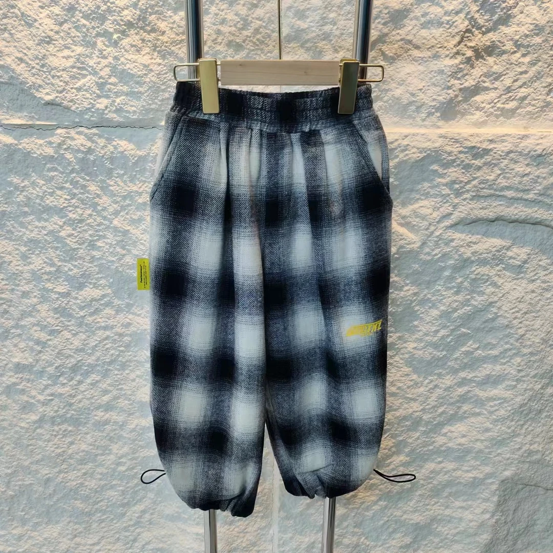 【链接1038】黑白格梭织长裤