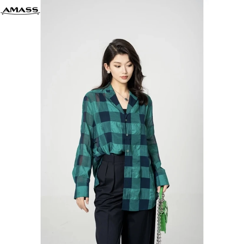 AMASS/阿玛施小众时尚休闲气质宽松甜美显瘦长袖印花衬衫5300565