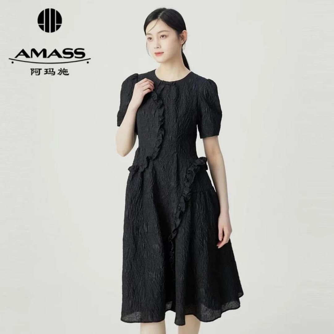 AMASS/阿玛施气质高级感女装肌理感工艺精致质感花边洋装5500479