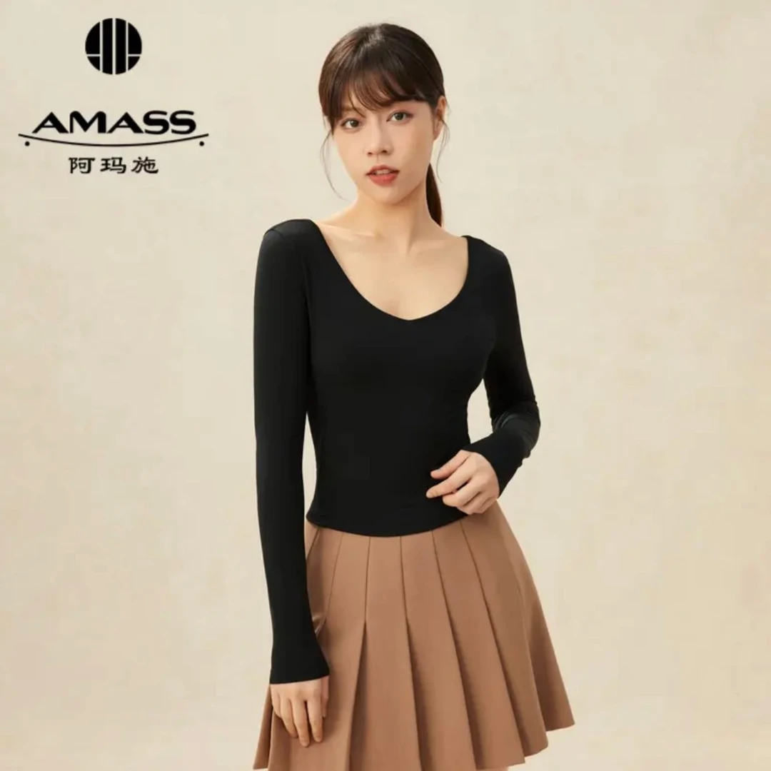 AMASS/阿玛施热力感百搭修身长袖显瘦打底衫 5300893-1114711-001
