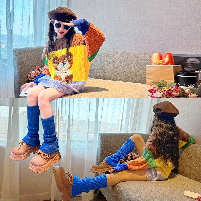 女童毛衣2024新款女大童春秋款彩虹针织衫套头儿童秋装内搭毛线衣