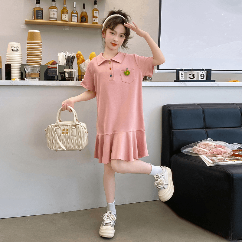 女童POIO衫连衣裙夏2024新款洋气儿童装夏款中大童夏装爆款裙子
