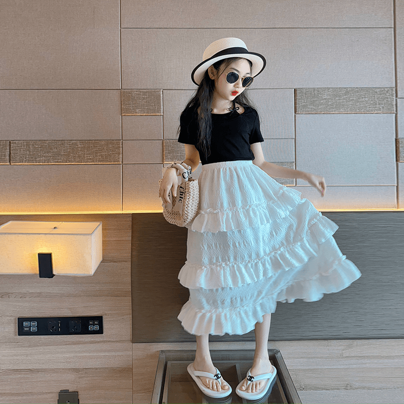 女童时尚套装洋气时髦裙子2024新款夏季儿童半身长裙女大童蛋糕裙