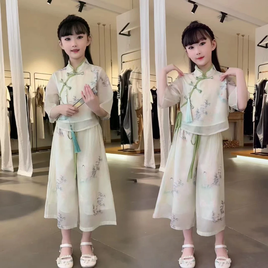窈窕淑女汉服套装2024新款夏季女童新中式绝美高端古风儿童中国风