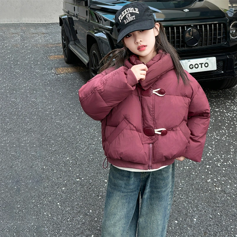 女童冬季棉服2024新款女大童加厚短款棉衣儿童时髦休闲面包服棉袄