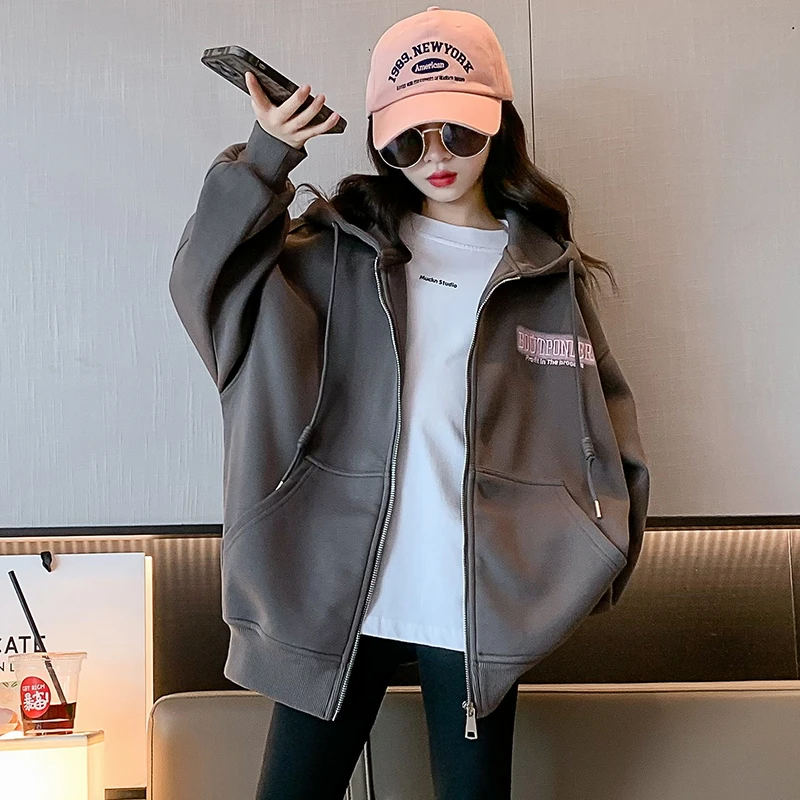 女童外套新款春季中大儿童装女孩12-15岁连帽卫衣春季6-12岁潮款