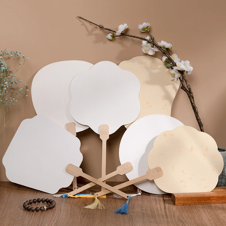 加厚宣纸团扇空白扇子古风半生熟扇面国画绘画扇子手绘漆扇材料