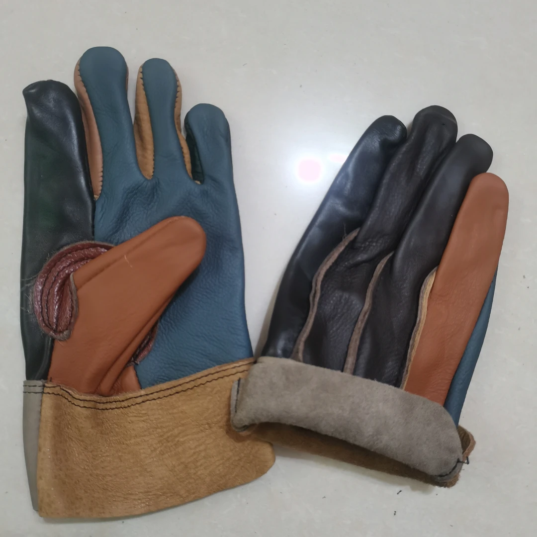 焊工手套短全皮多色真皮防火花隔热耐磨工作劳保无里布电焊手套