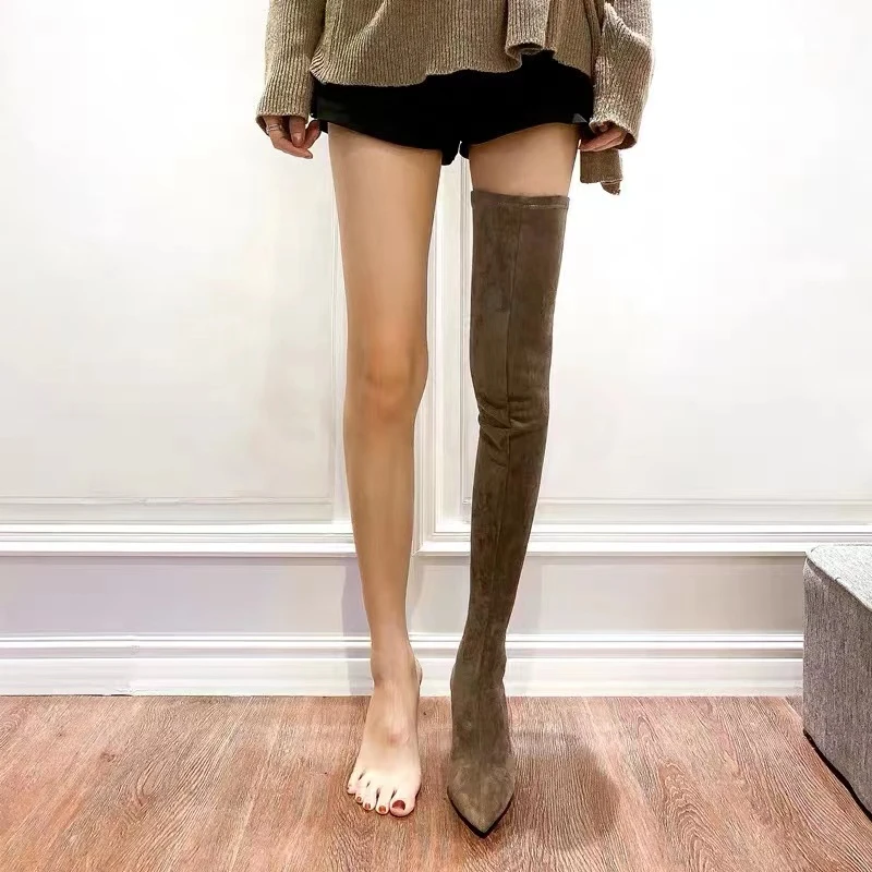 龙怼怼推荐【长筒靴】时尚百搭女士粗跟过膝长靴秋冬高跟骑士尖头