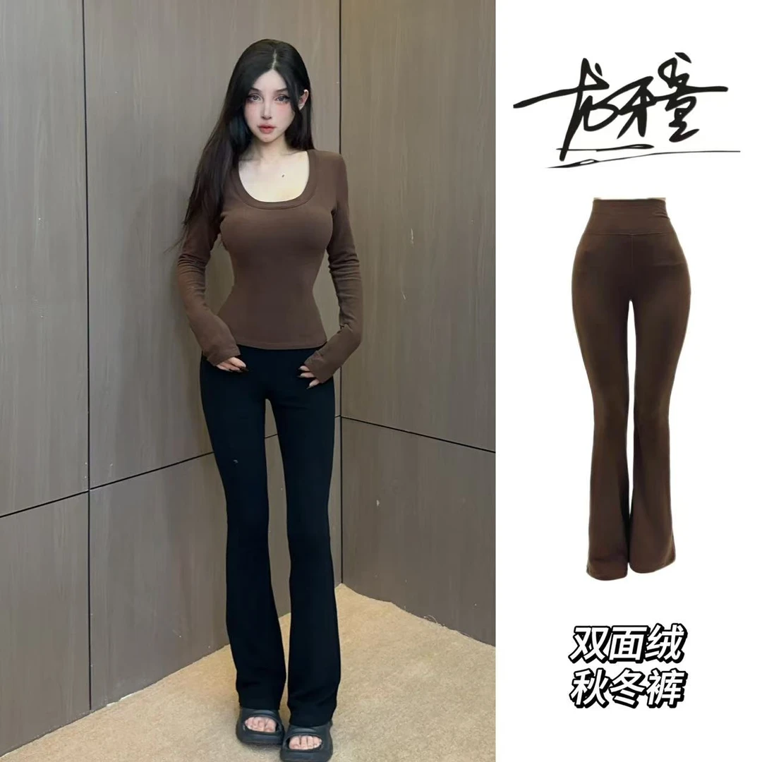 龙怼怼推荐【加绒保暖裤】时尚裤子显瘦运动健身高腰紧身修身双面绒