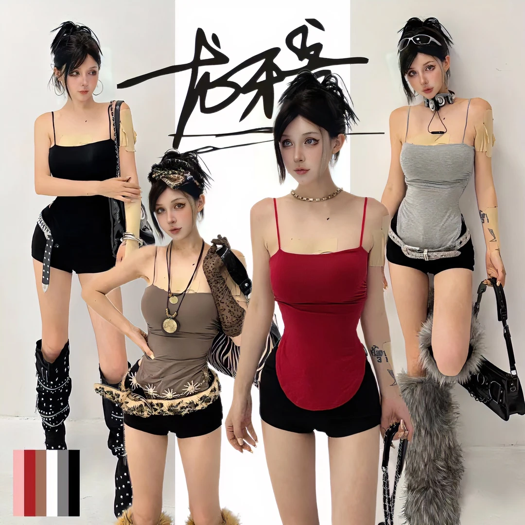 龙怼怼推荐【漫画身材加绒版】加绒吊带背心显瘦厚垫美背性感韩版