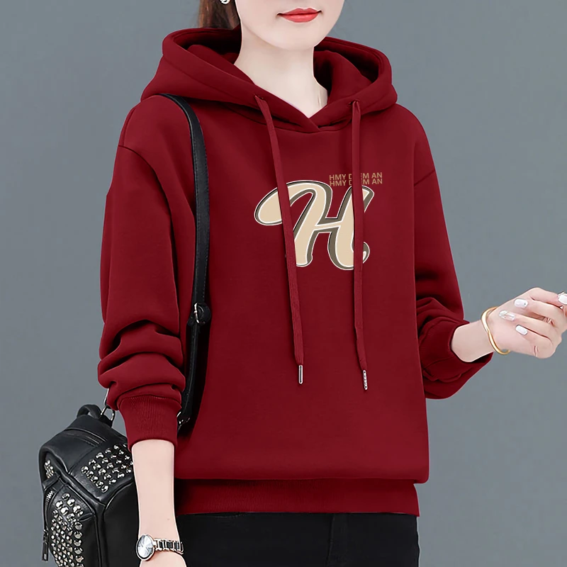 女士连帽卫衣春秋冬季节新款宽松时尚中年妈妈休闲减龄百搭上衣