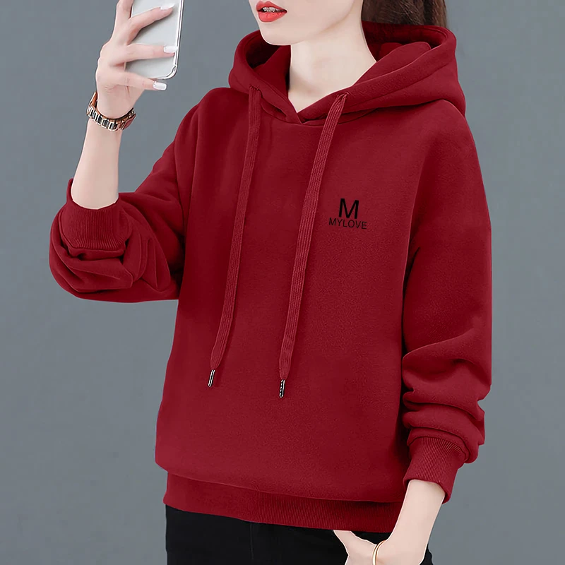 加绒加厚连帽卫衣女士春秋款洋气中年妈妈宽松休闲长袖上衣外套冬