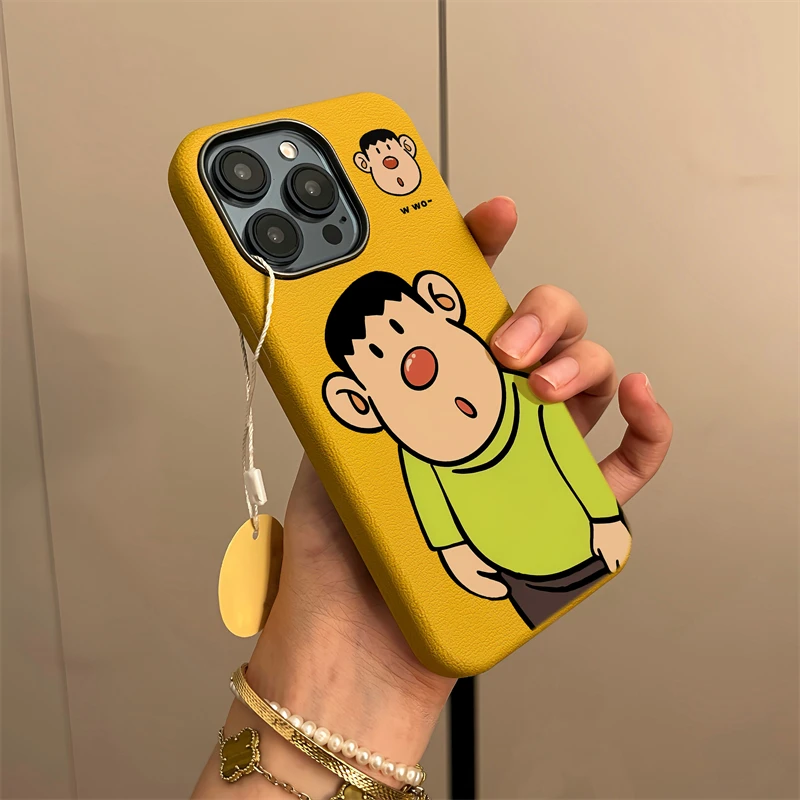 森缪红鼻子呆呆胖虎适用苹果16手机壳iPhone15金属框14可爱13/12