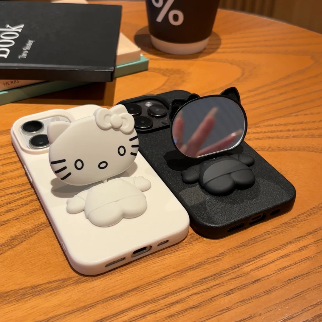 情侣360°旋转KT支架适用iphone15荔枝纹苹果14手机壳13/12/11