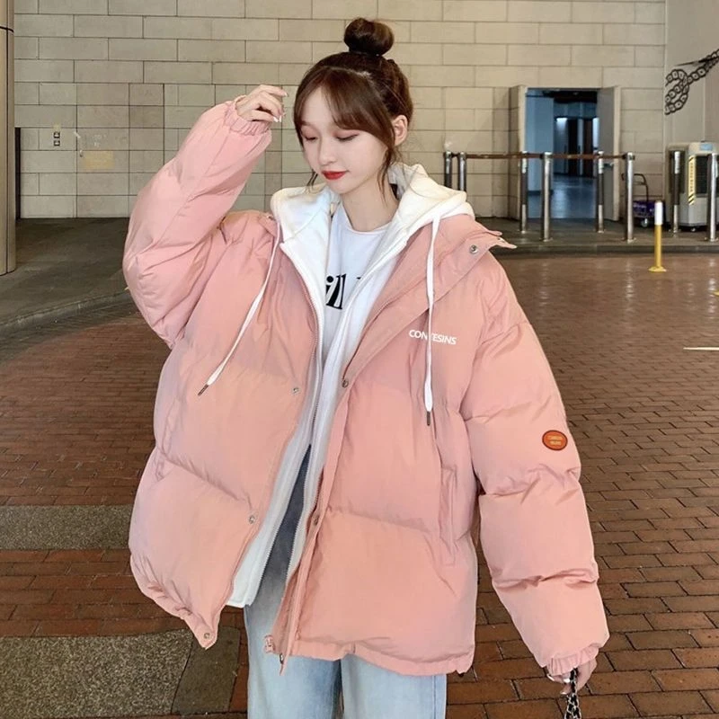 爆款羽绒服少女冬装2023年新款初中高中学生棉袄短款假两件棉衣款