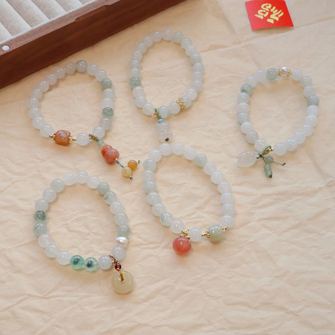 合金石英石手链 【虬虬家】天山翠小清新国风吊坠闺蜜串珠时尚通勤