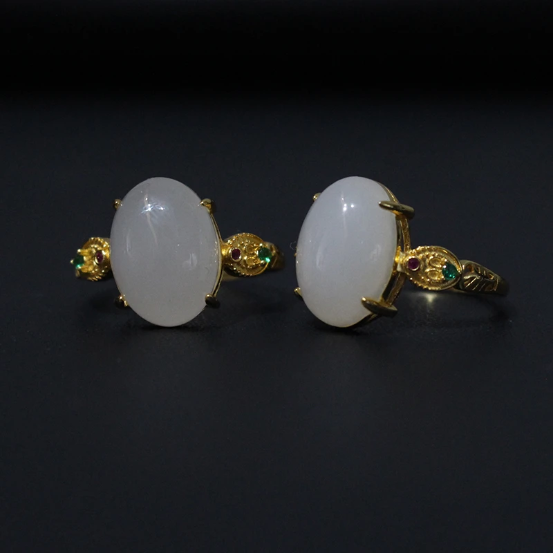 【交个朋友专属】银S925和田玉戒指56DT181H1【多样性发一件】9*12 GF