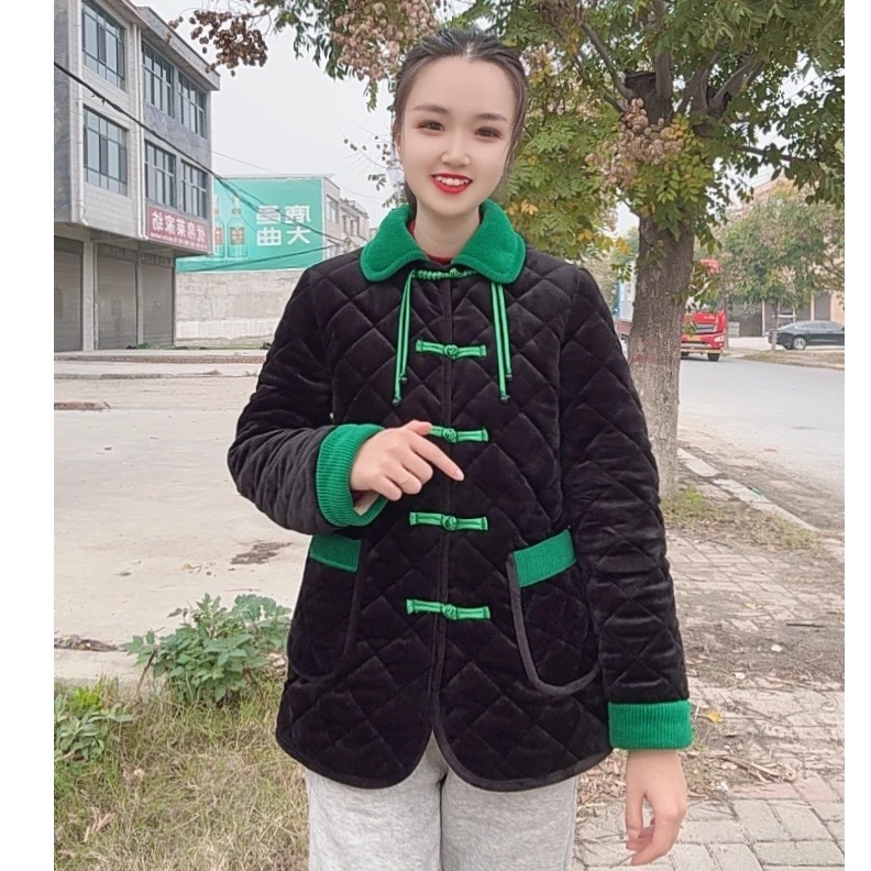 爆款新款加厚女棉袄加绒黑色显瘦气质冬百搭修身保暖棉衣妈妈装