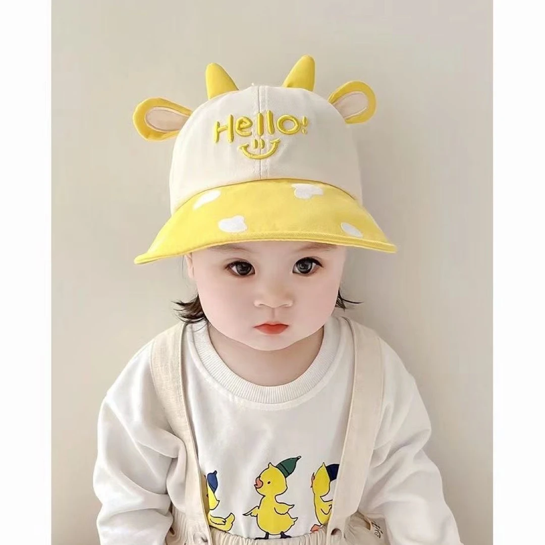 婴幼儿帽子春秋薄款宝宝大檐鸭舌渔夫帽可爱超萌遮阳防晒太阳帽萌