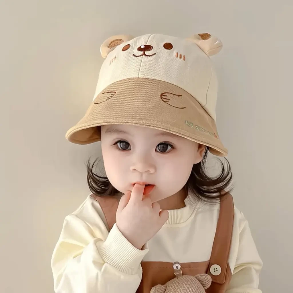 婴儿帽子春秋薄款宝宝儿童夏季女童防晒可爱超萌渔夫帽遮阳帽盆帽