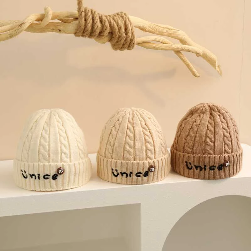 韩版ins儿童帽子秋冬男童字母针织毛线帽 女童保暖护耳宝宝套头帽