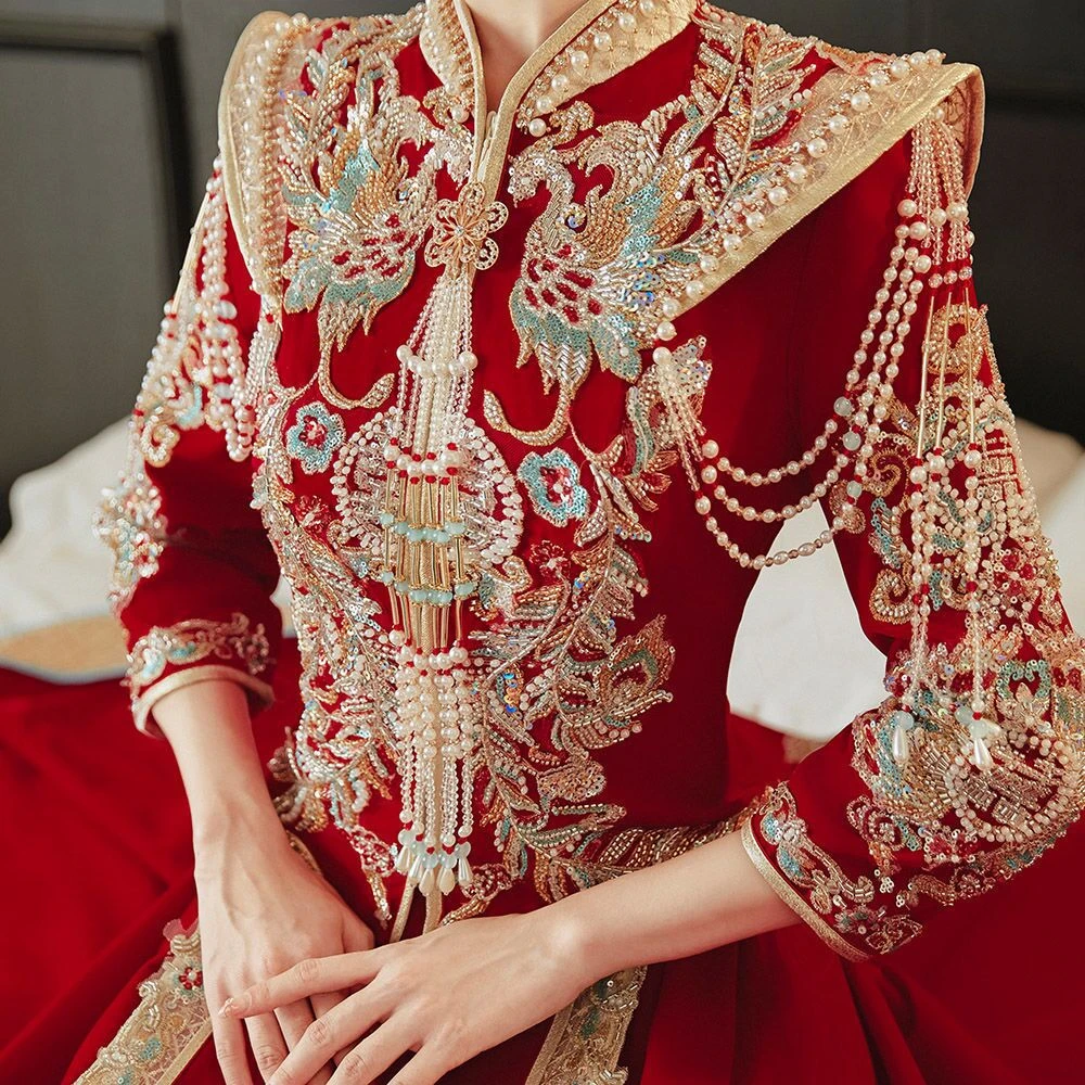 秀禾服新娘小个子大码胖妹妹新款中式结婚婚纱出门敬酒服繁华似锦