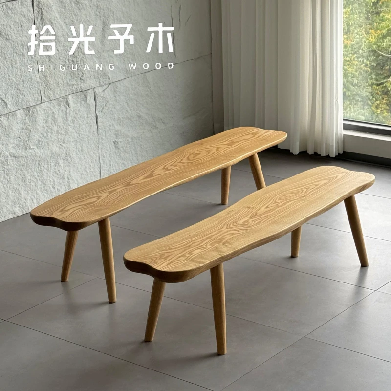 拾光予木｜随形条凳 白蜡木长条凳家用实木长凳卧室床尾凳换鞋凳