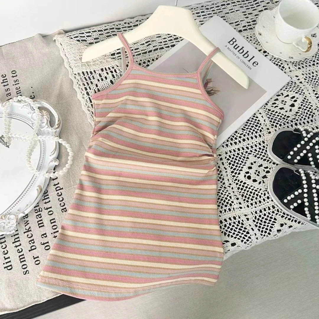 【女童夏装】儿童夏季条纹连衣裙背心吊带裙洋气时尚夏款潮科学实验