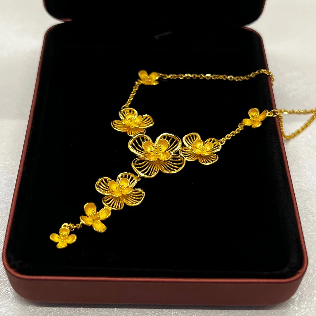 足金999 丁香花套链