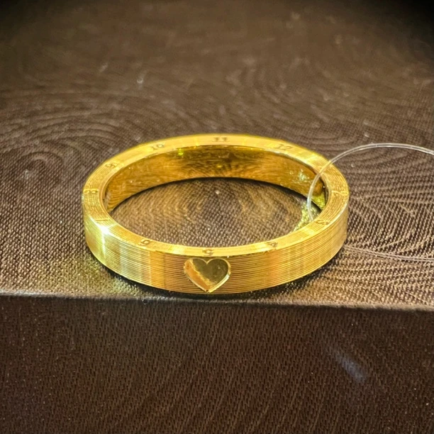足金999 年轮拉丝爱心款戒指
