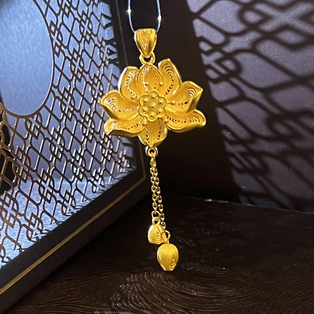 足金999 莲花吊坠