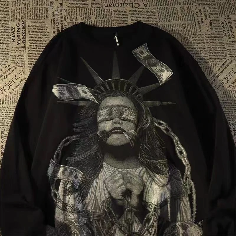 100%纯棉美式小众潮牌情侣装秋冬bf风圆领卫衣男女长袖外套男上衣