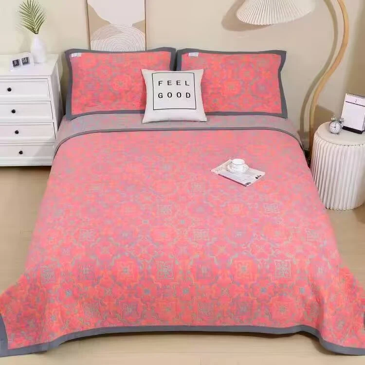 新疆长绒棉双层三层透气包边八层加厚大床多功能床盖盖毯床单