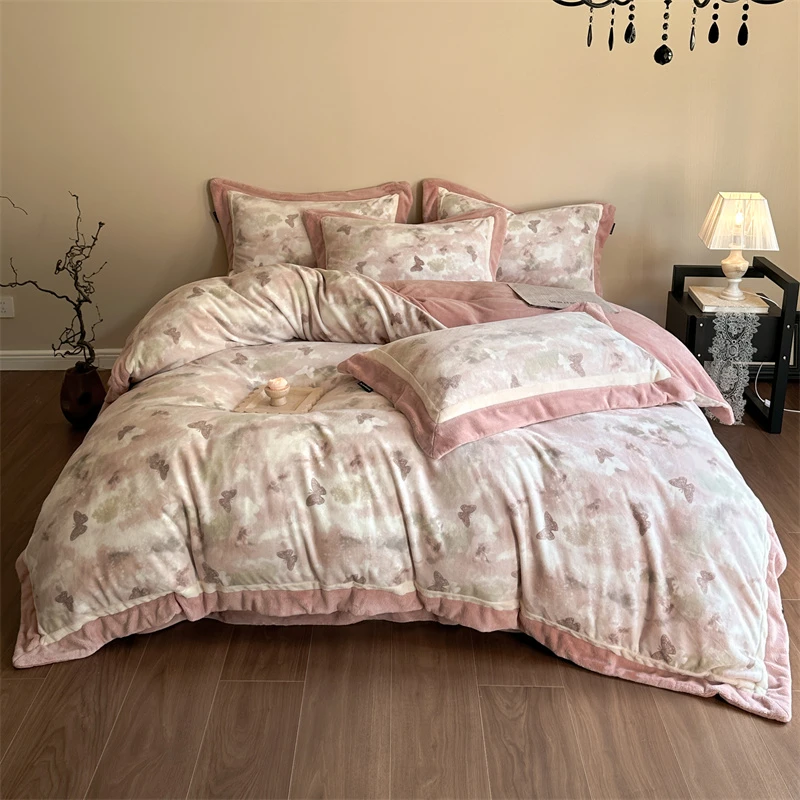 新款慕斯暖绒四件套冬季加厚保暖