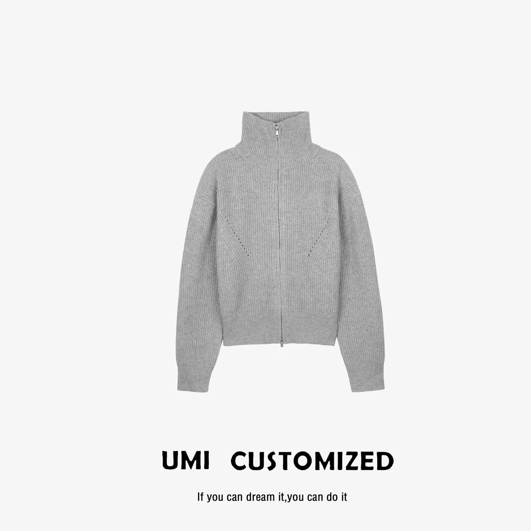 【UMI.】秋冬款百搭双拉链高领针织毛衣