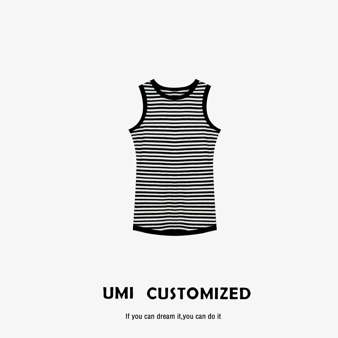 UMI  "黑条"  圈圈拼接修身显瘦遮肉条纹背心 CUSTOMZED