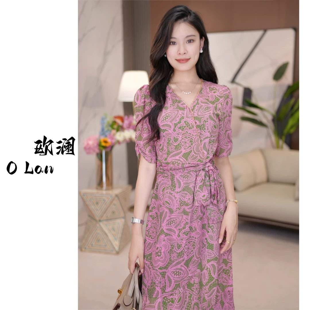 【欧澜服饰】24491-OL夏季气质法式显瘦轻奢时尚连衣裙优雅修身