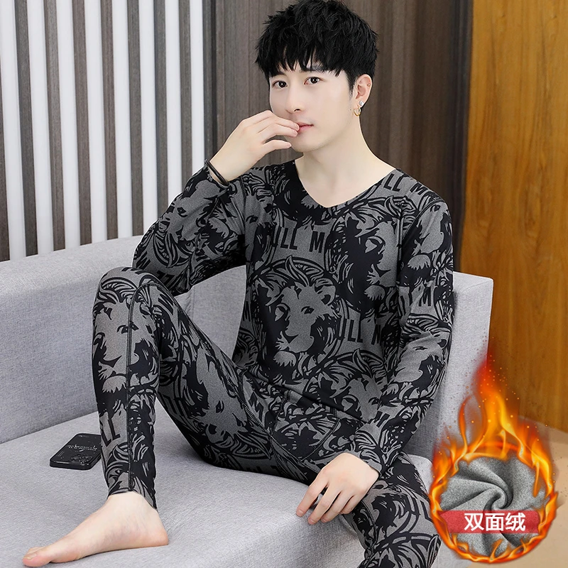 30-50岁中青年男士德绒无痕保暖内衣套装秋冬双面绒修身秋衣秋裤