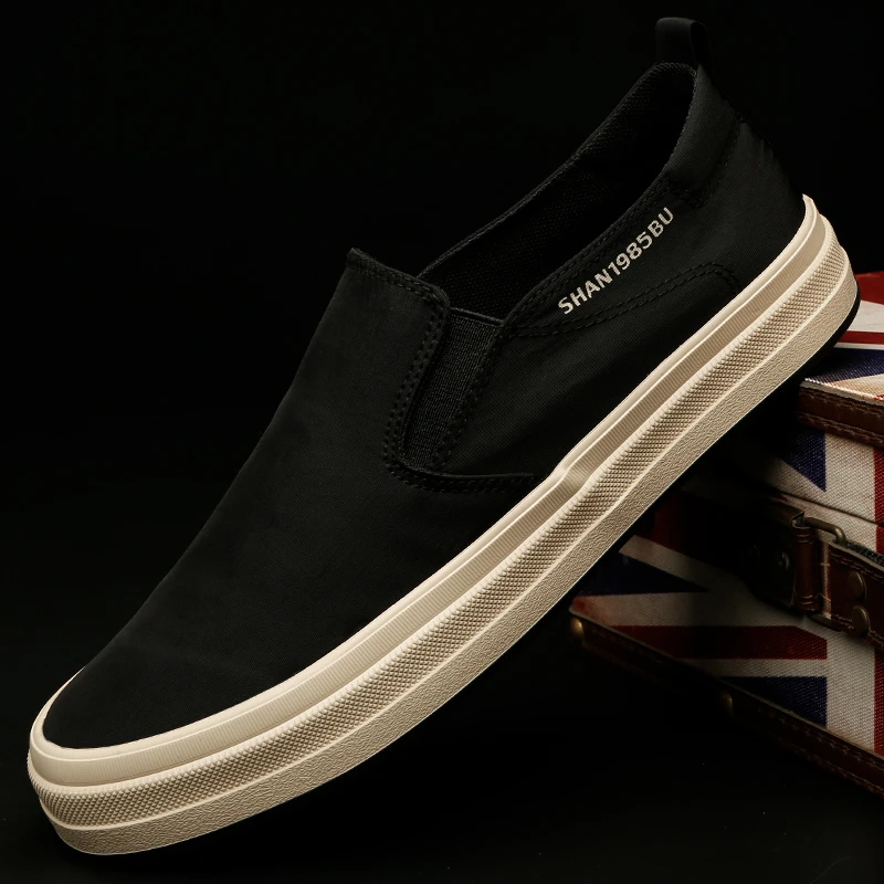 24163 男鞋春季男士百搭休闲鞋透气布鞋潮流低帮潮鞋一脚蹬懒人鞋