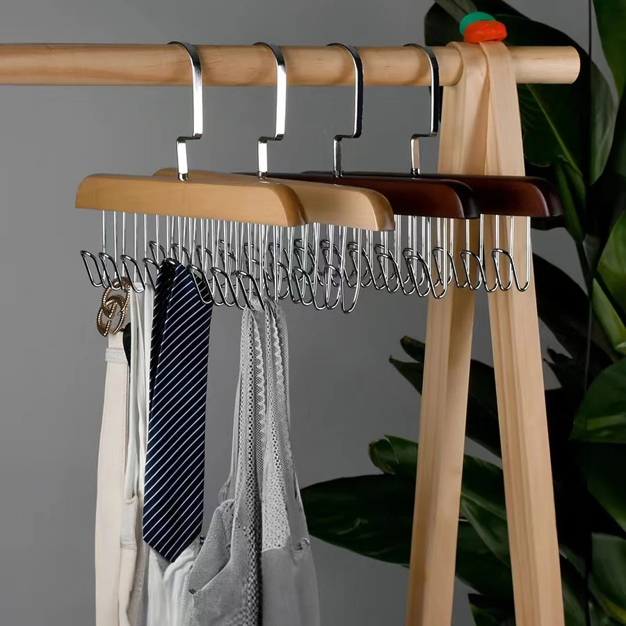 木质波浪衣架家用挂钩领带围巾内衣吊带收纳架服装店收纳衣架叠挂