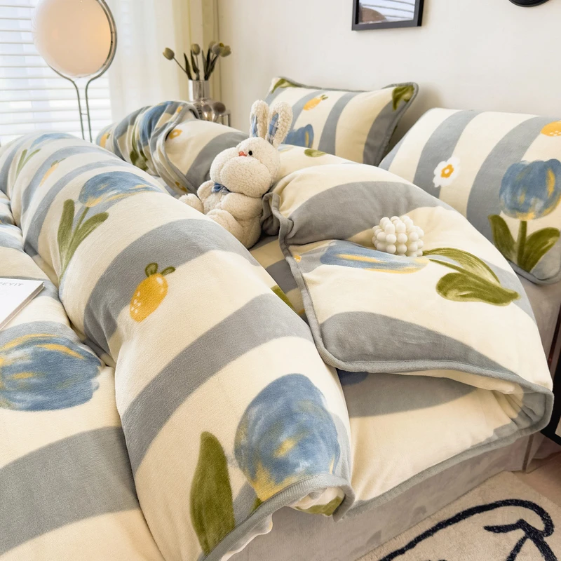 高克重牛奶绒被套加厚250g舒适冬季保暖绒被罩不掉毛不起球加绒