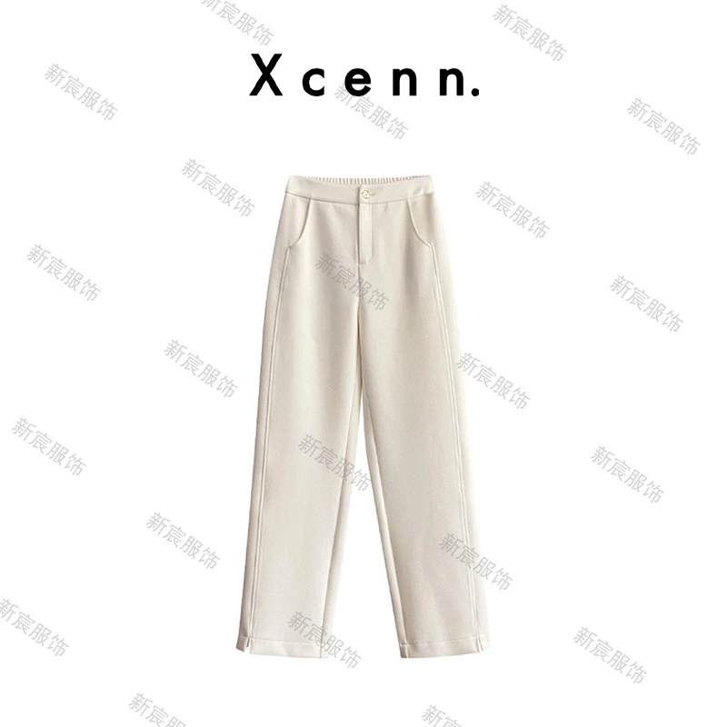 【新宸Xcenn】冬厚款休闲直筒裤百搭简约舒适长裤女XC0A105