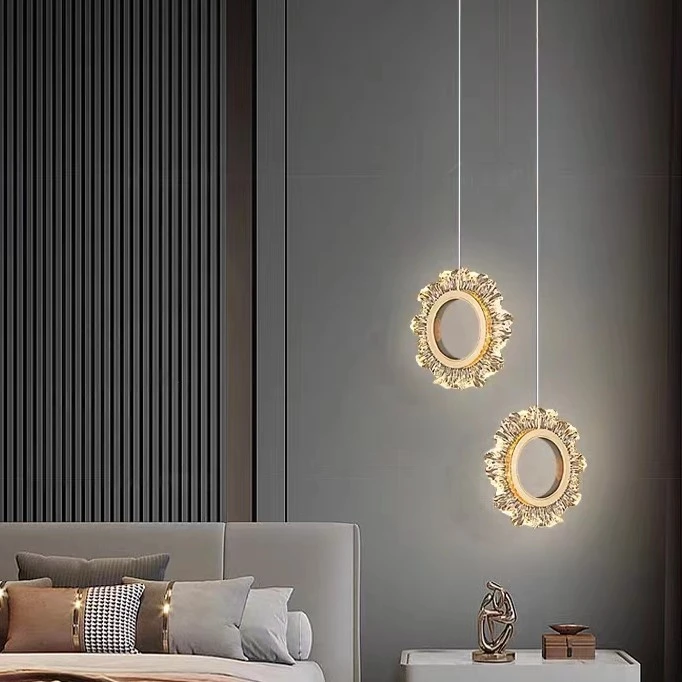 北欧轻奢卧室床头吊灯现代简约卧室升降款吊灯背景墙吊灯新款壁灯