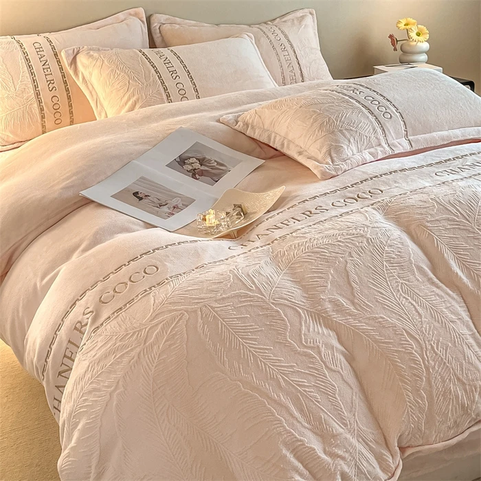 水星家纺牛奶绒4四件套A类加绒加厚毛绒被子双面绒绒被套联名优品