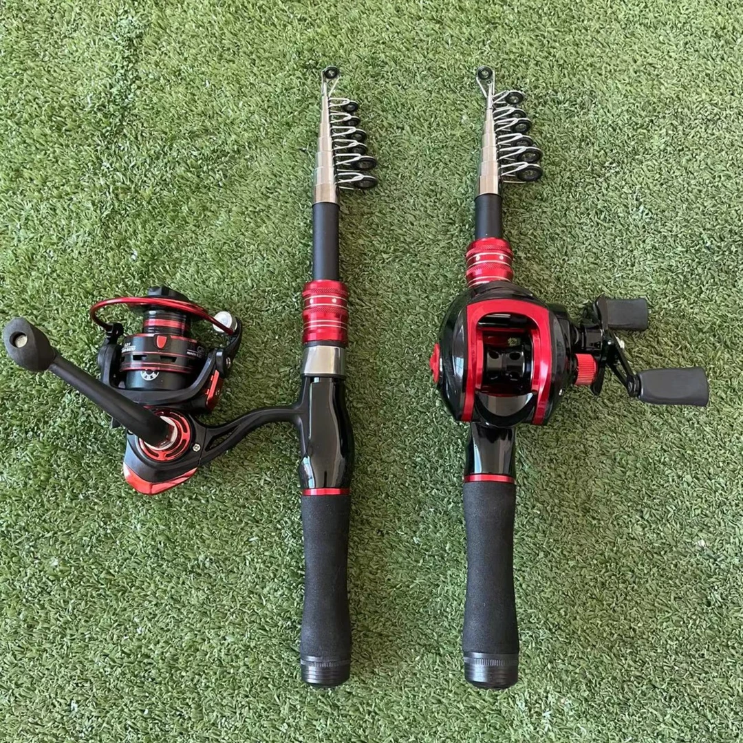 伸缩迷你路亚竿 枪柄水滴轮 直柄纺车轮1