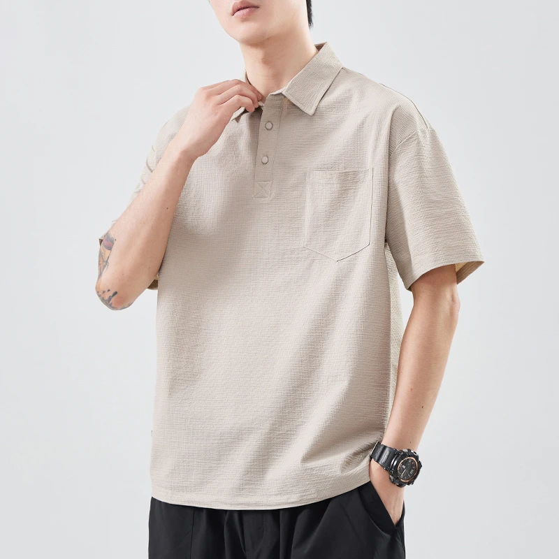 Jeanswest/真维斯美式潮流翻领polo衫男短袖t恤夏季薄款宽松半袖