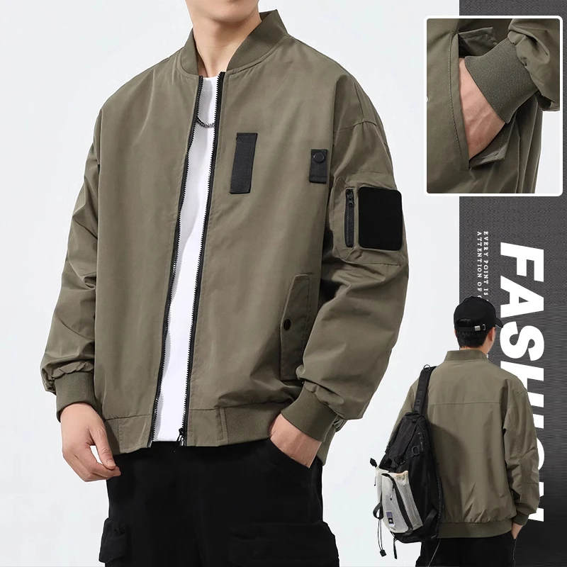 真维斯休闲外套男款2024新款宽松上衣男生秋季时尚潮牌棒球领夹克